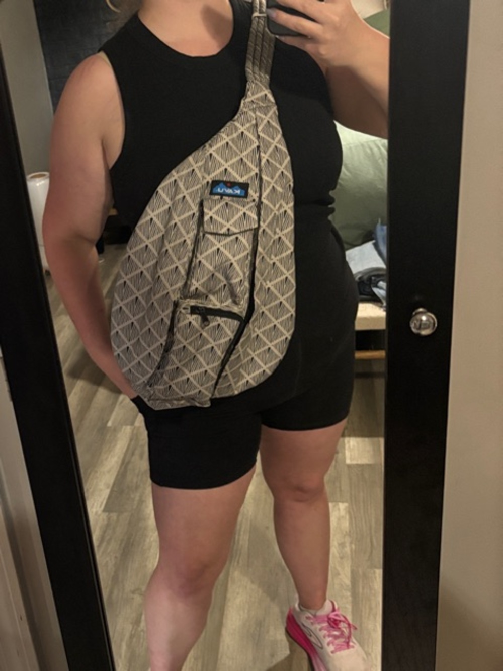 Kavu White Geo Print Rope Sling Bag